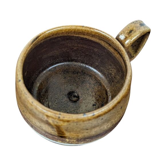 Handmade Studio Pottery Mug: Brown & White Glaze, Rustic Coffee Cup - Picture 5 of 7